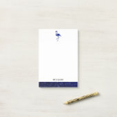 Wit op Blauwe Nep Glitter Flamingo & Rand, Naam Post-it® Notes (Op bureau)