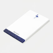 Wit op Blauwe Nep Glitter Flamingo & Rand, Naam Post-it® Notes (Schuin)