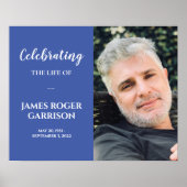 Wit Op Blauwe Viering van het Leven Herdenkingsfot Poster (Voorkant)