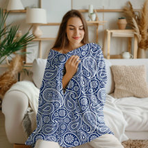Wit op blauwe vintage paisley patroon