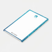 Wit op Blauwgroen Faux Glitter Olifant & Rand, Naa Post-it® Notes (Schuin)