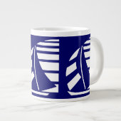 Wit op Blue Racing Boats Jumbo Coffee Mok (Voorkant rechts)