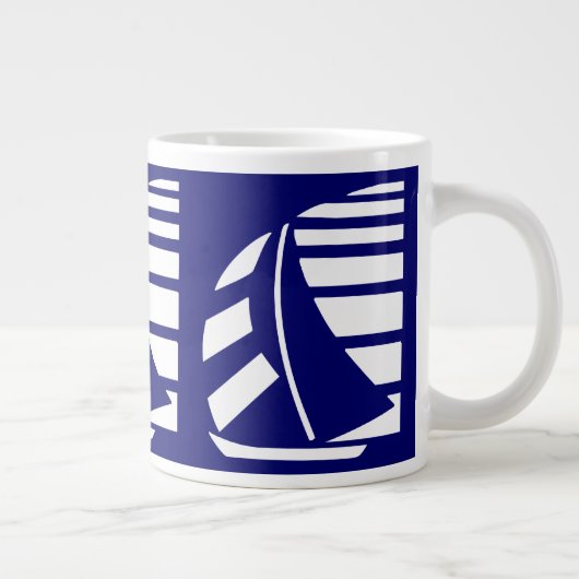 Wit op Blue Racing Boats Jumbo Coffee Mok (Rechts)