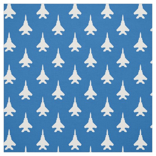 Wit op Blue Strike Eagle Fighter Jet Pattern Stof (Swatch)