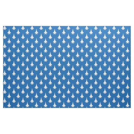 Wit op Blue Strike Eagle Fighter Jet Pattern Stof (Fat Quarter)