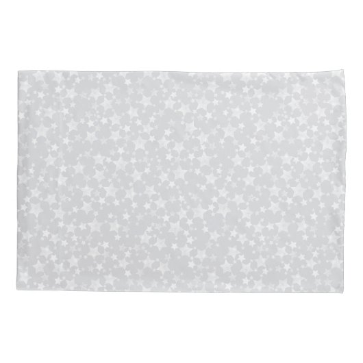 Wit op Bord Grijs | Lino Print Stars Patroon Kussensloop (Achterkant-Links)