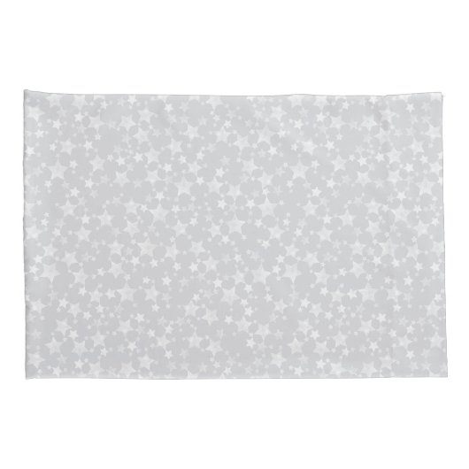 Wit op Bord Grijs | Lino Print Stars Patroon Kussensloop (Achterkant-Rechts)
