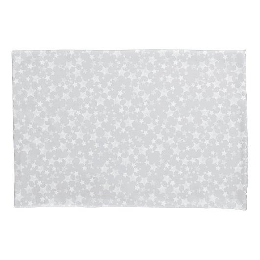 Wit op Bord Grijs | Lino Print Stars Patroon Kussensloop (Voorkant-Links)