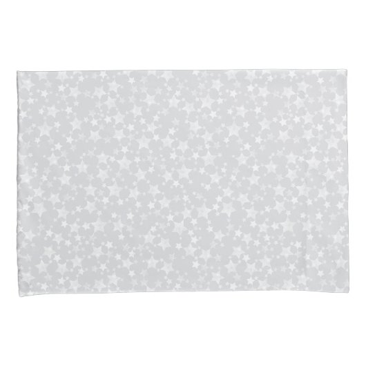 Wit op Bord Grijs | Lino Print Stars Patroon Kussensloop (Voorkant-Rechts)