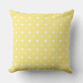 Wit op citroengeel eigenzinnig polka dot patroon kussen