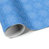 Wit op Clear Blue Crochet Chart Wrapping Paper Cadeaupapier (Rol Hoek)