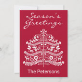 Wit op de rode Scandinavische kerstboomkalender Feestdagenkaart (Voorkant)