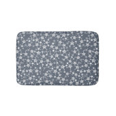 Wit op donkerblauw-grijs | Lino Print Stars Patroo Badmat (Voorkant)