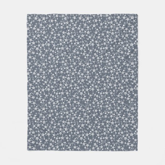 Wit op donkerblauw-grijs | Lino Print Stars Patroo Fleece Deken (Voorkant)