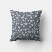 Wit op donkerblauw-grijs | Lino Print Stars Patroo Kussen (Achterkant)