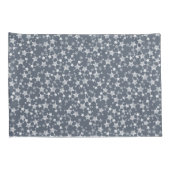 Wit op donkerblauw-grijs | Lino Print Stars Patroo Kussensloop (Achterkant-Rechts)