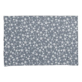 Wit op donkerblauw-grijs | Lino Print Stars Patroo Kussensloop (Voorkant-Rechts)