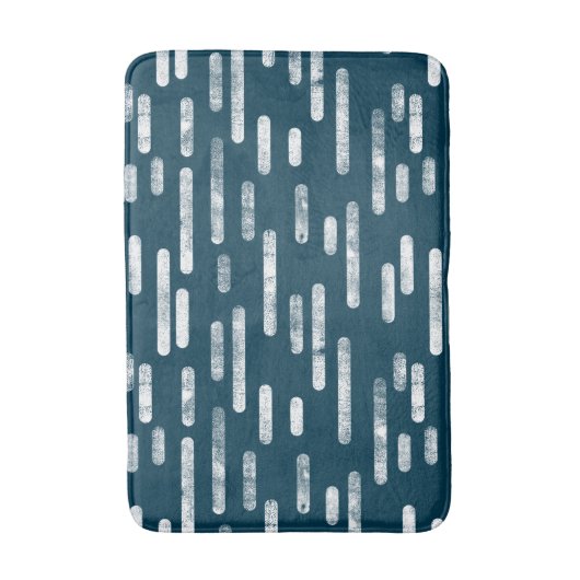 Wit op Donkerblauw Groen Roundlines Patroon Badmat (Voorkant Verticaal)