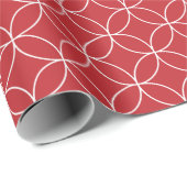 Wit op donkere rode overlappende cirkels cadeaupapier (Rol Hoek)