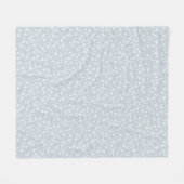Wit op Dusty Blue | Lino Print Stars Patroon Fleece Deken (Voorkant (Horizontaal))