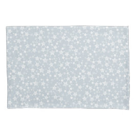 Wit op Dusty Blue | Lino Print Stars Patroon Kussensloop