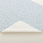 Wit op Dusty Blue | Lino Print Stars Patroon Sherpa Deken (3/4)