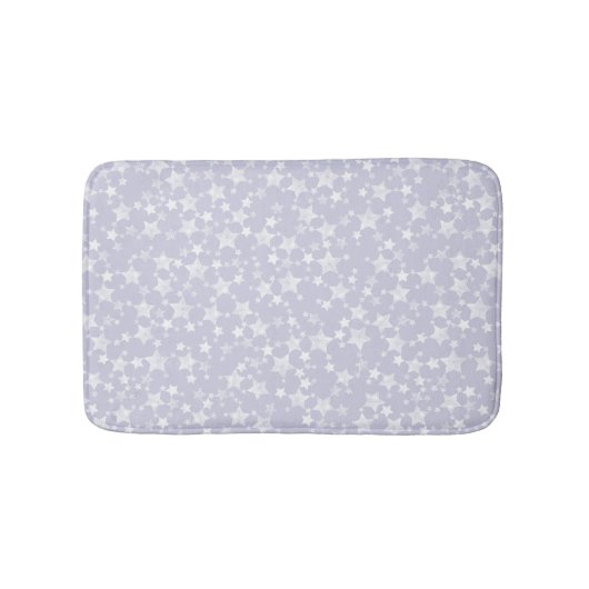 Wit op Dusty Paarse | Lino Print Stars Patroon Badmat (Voorkant)