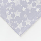 Wit op Dusty Paarse | Lino Print Stars Patroon Fleece Deken (Hoek)