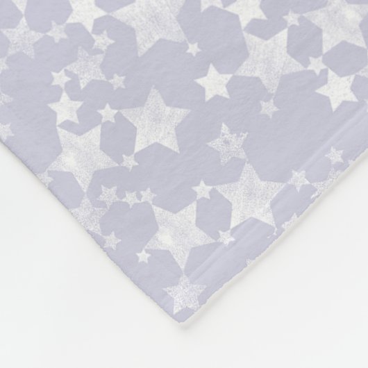 Wit op Dusty Paarse | Lino Print Stars Patroon Fleece Deken (Hoek)