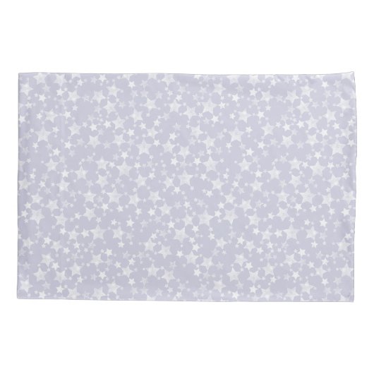 Wit op Dusty Paarse | Lino Print Stars Patroon Kussensloop (Achterkant-Links)