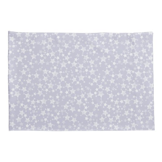 Wit op Dusty Paarse | Lino Print Stars Patroon Kussensloop (Achterkant-Rechts)