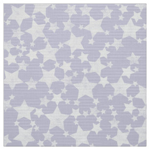 Wit op Dusty Paarse   Lino Print Stars Patroon Stof