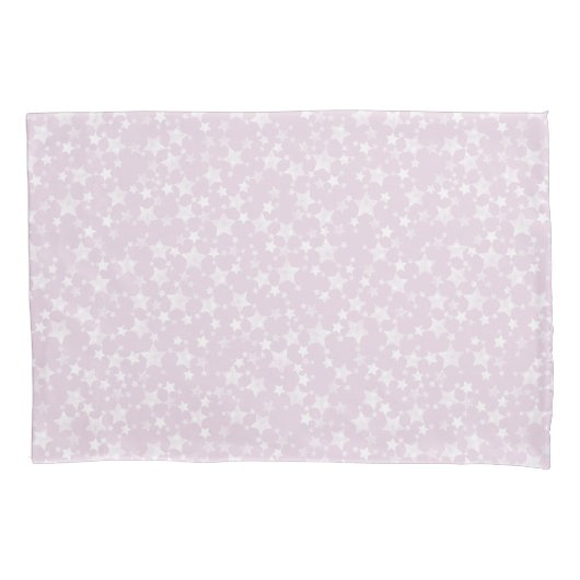 Wit op Dusty Pink | Lino Print Stars Patroon Kussensloop (Voorkant-Links)