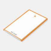 Wit op feloranje flamingo en rand met naam post-it® notes (Schuin)