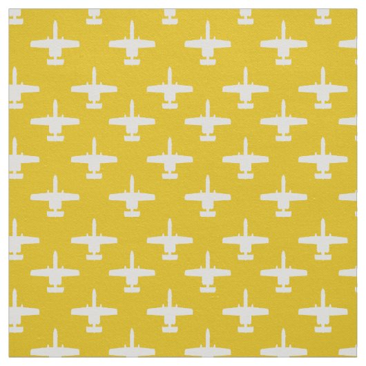 Wit op geel A-10 Warthog Attack Jet Pattern Stof (Swatch)