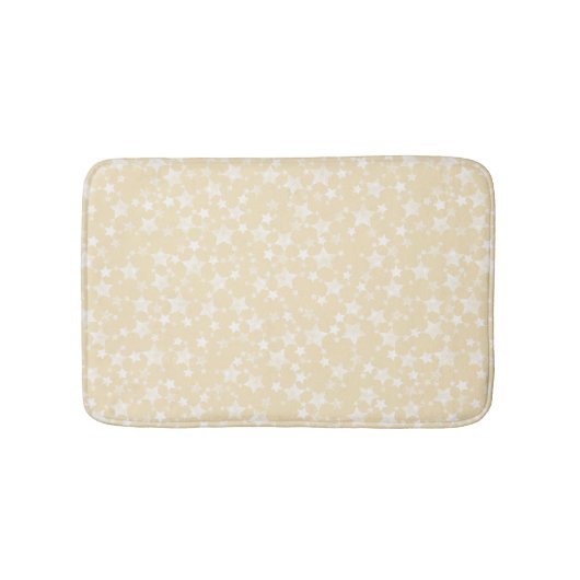 Wit op Geel | Lino Print Stars Patroon Badmat (Voorkant)