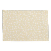 Wit op Geel | Lino Print Stars Patroon Kussensloop (Achterkant-Rechts)