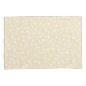 Wit op Geel | Lino Print Stars Patroon Kussensloop (Voorkant-Rechts)