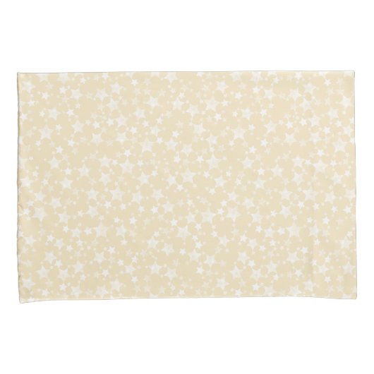 Wit op Geel | Lino Print Stars Patroon Kussensloop (Voorkant-Rechts)