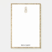 Wit op Gouden Faux Glitter Ananas & Rand Post-it® Notes (Voorkant)