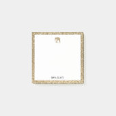 Wit op Gouden Faux Glitter Olifant & Rand Post-it® Notes (Voorkant)