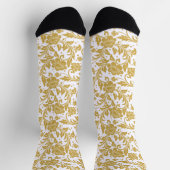 Wit op gouden vintage bloemendamaskpatroon sokken (Top)