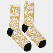 Wit op gouden vintage bloemendamaskpatroon sokken (Rechts)