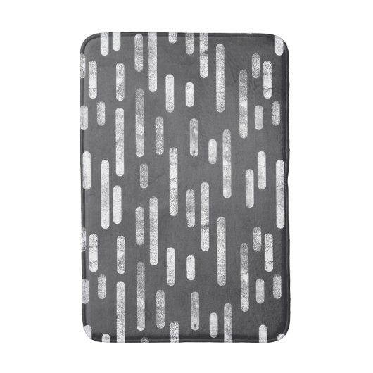 Wit op grafiet Inky afgeronde lijnen patroon Badmat (Voorkant Verticaal)