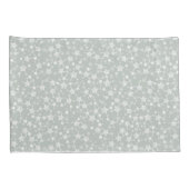 Wit op grijs-groen | Lino Print Stars Patroon Kussensloop (Achterkant-Rechts)