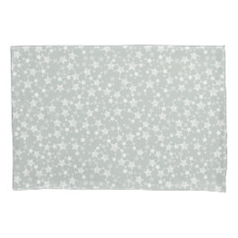 Wit op grijs-groen | Lino Print Stars Patroon Kussensloop