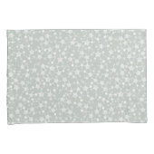 Wit op grijs-groen | Lino Print Stars Patroon Kussensloop (Voorkant-Rechts)