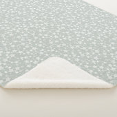 Wit op grijs-groen | Lino Print Stars Patroon Sherpa Deken (3/4)