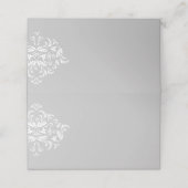 Wit op grijze elegant Damask Blank Place Kaarten Plaatskaartje (Buitenkant ongevouwen)