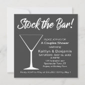 Wit op grijze 'Stock the Bar' Script Koppel Bruilo Kaart (Voorkant)